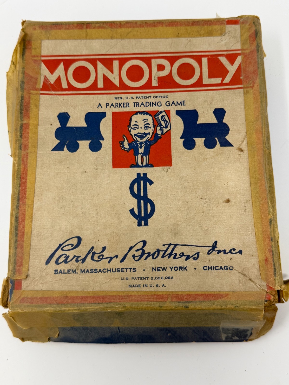 Vintage Parker Brothers Monopoly Game 1935 Small Box COMPLETE EXCEPT BOARD Wood