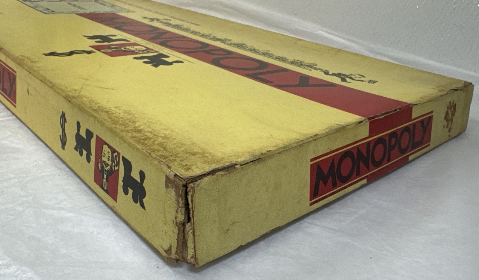 Vintage 1954 Monopoly Game Yellow Box Wooden Tokens Incomplete. See Description.