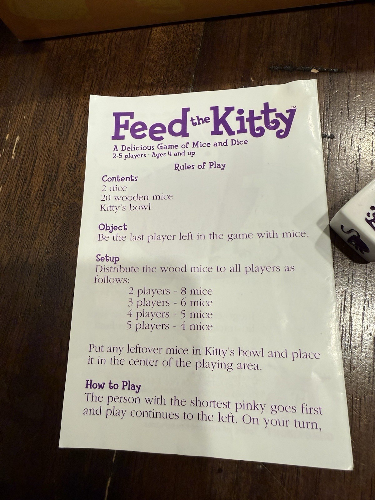 Feed The Kitty Game Missing one Mouse Piece
