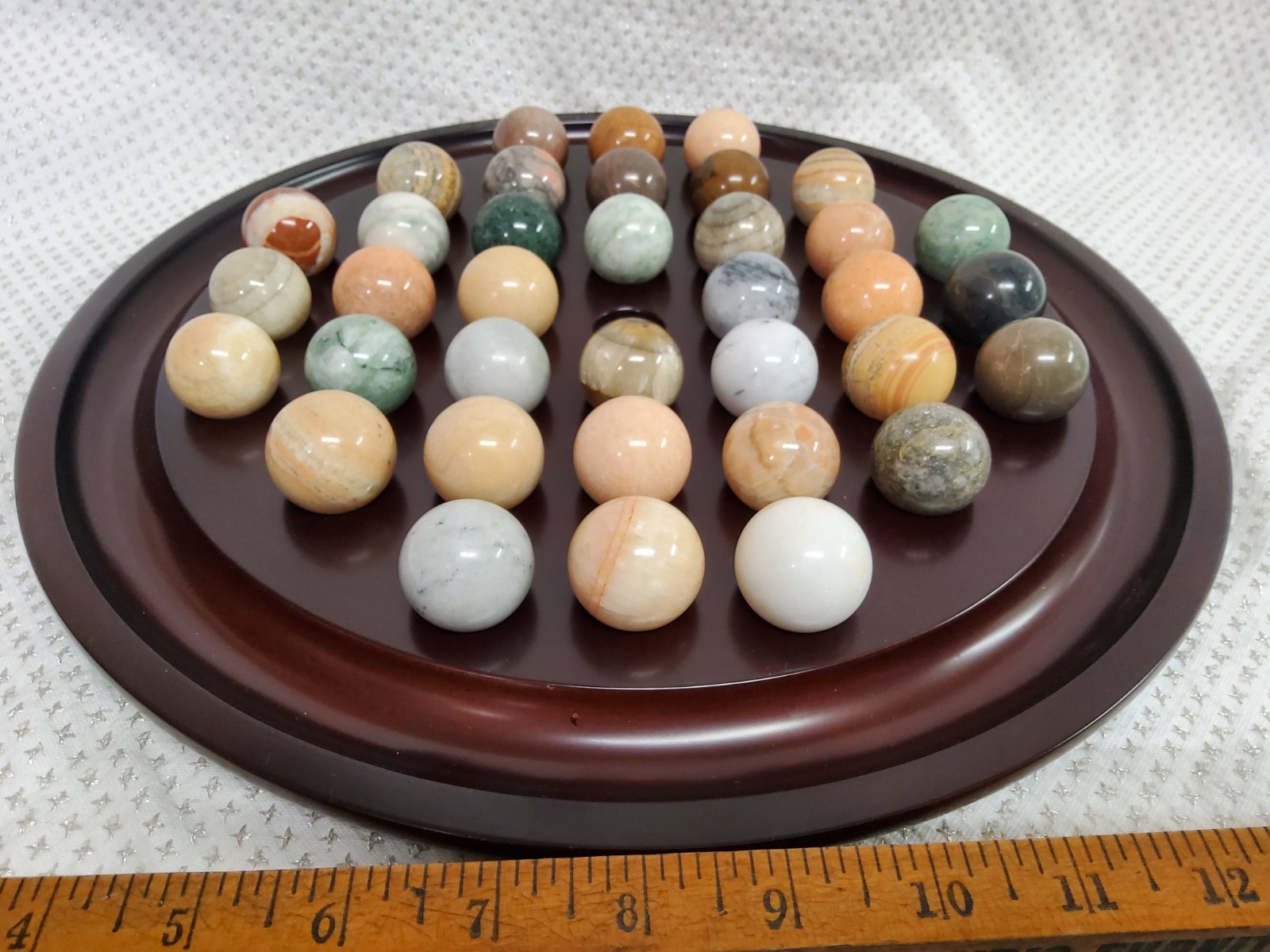 Bombay Company Natural Stone Marbles w/ Solitaire Board Game 1994 Vintage EUC