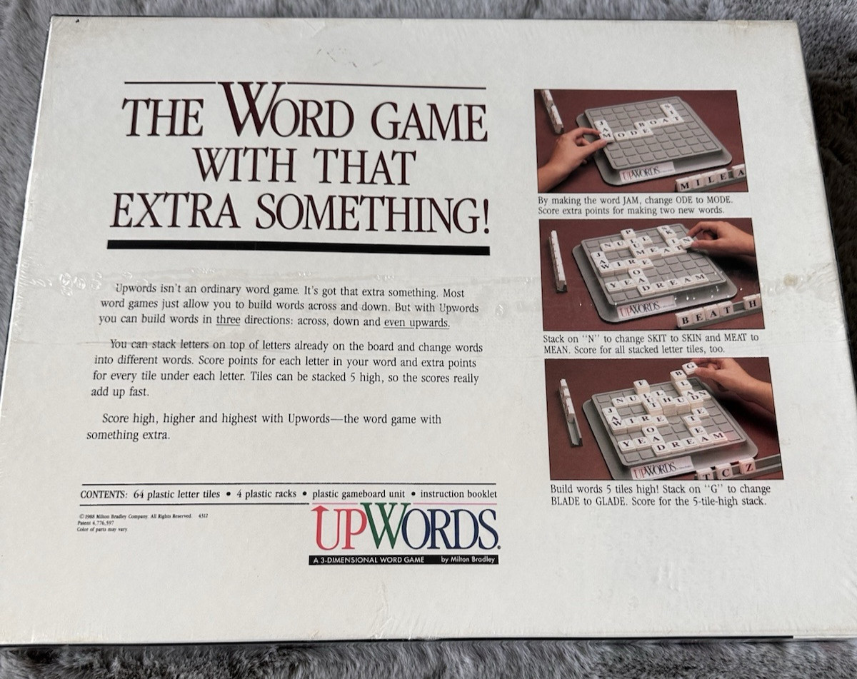 Up Words by Milton Bradley 3-Dimensional Word Game Ages 10 to Adult