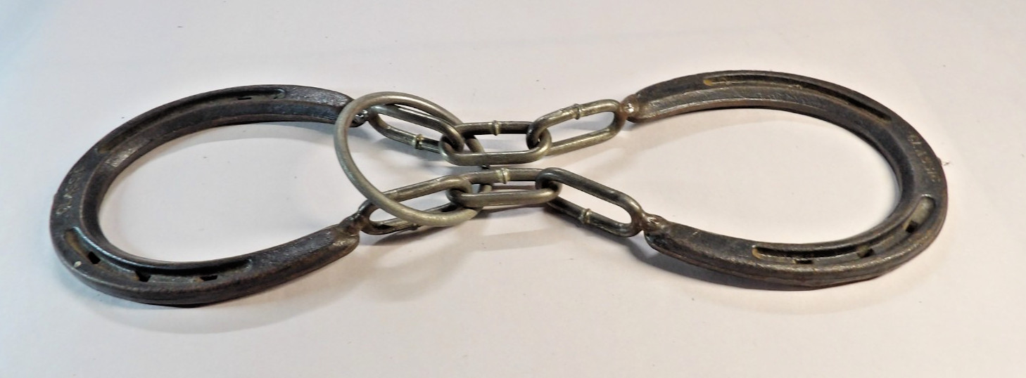 Vintage Hot Forged Horseshoe Ring Puzzle Game, Brain Teaser