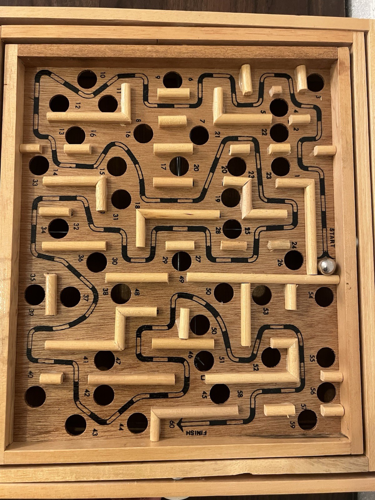 Vintage Labyrinth Wooden Steel Ball Marble Tilting Maze Puzzle Game Roll-A-Maze