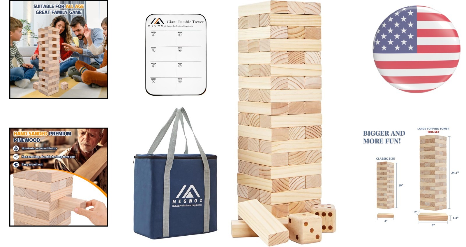 57 Pcs Family Tumble Tower Game – Pine Blocks, Perfect for All Occasions