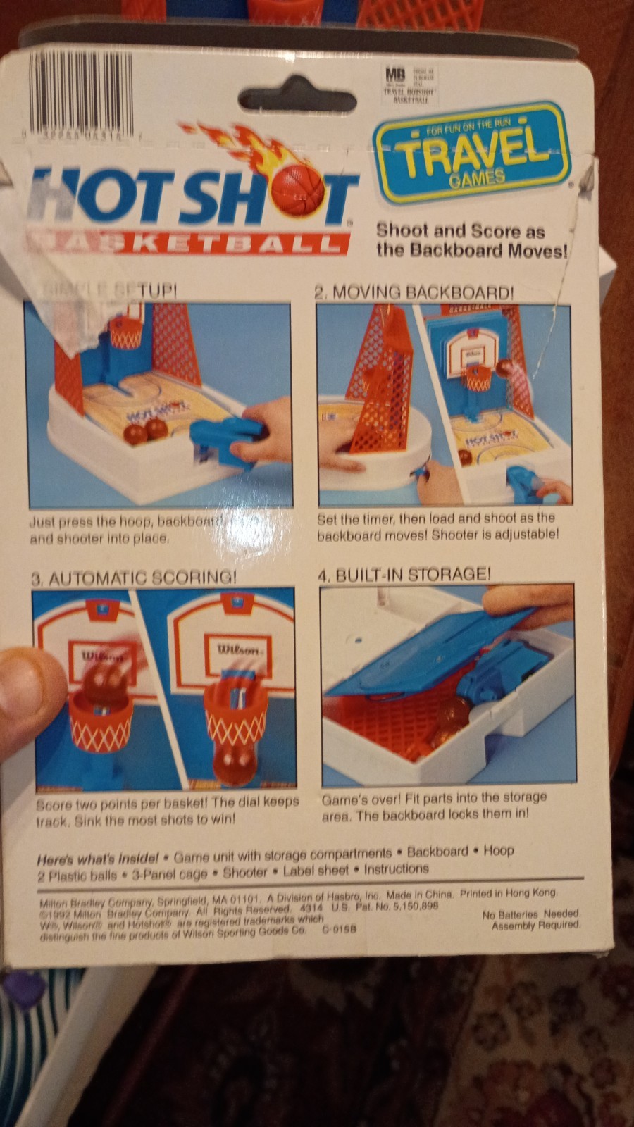 Vintage 1992 MB Milton Bradley Travel Games Hot Shot Hoops NBA Basketball 🏀 CiB