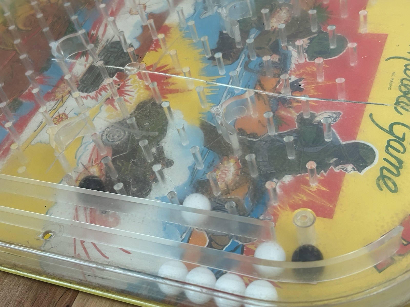 VTG 50’S Wolverine Toys BATTLE ACTION MARBLE GAME Tabletop Pinball 16” x 10”