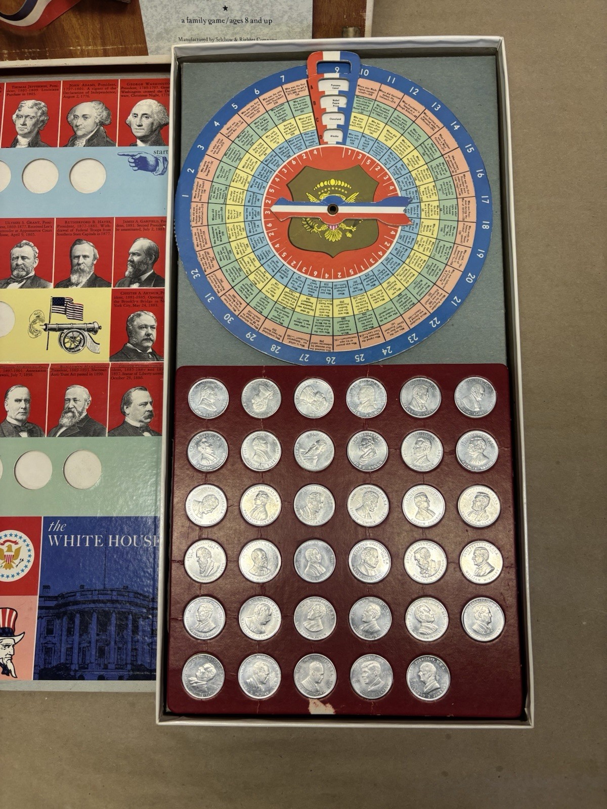 MEET THE PRESIDENTS 1965 QUIZ GAME, COMPLETE, SELCHOW & RIGHTER CO.