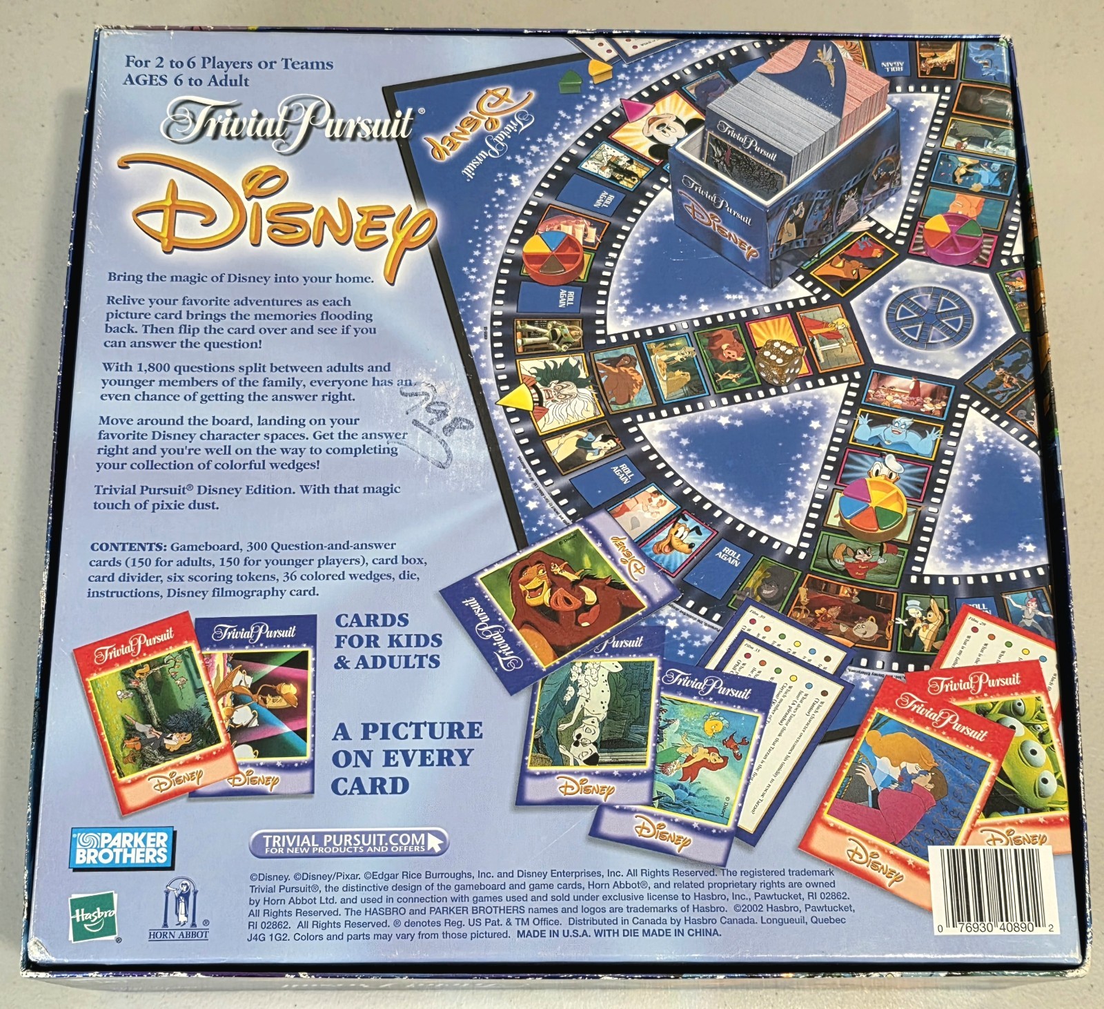 Trivial Pursuit Disney The Animated Pictures Edition 2002 Complete Unopened Pcs
