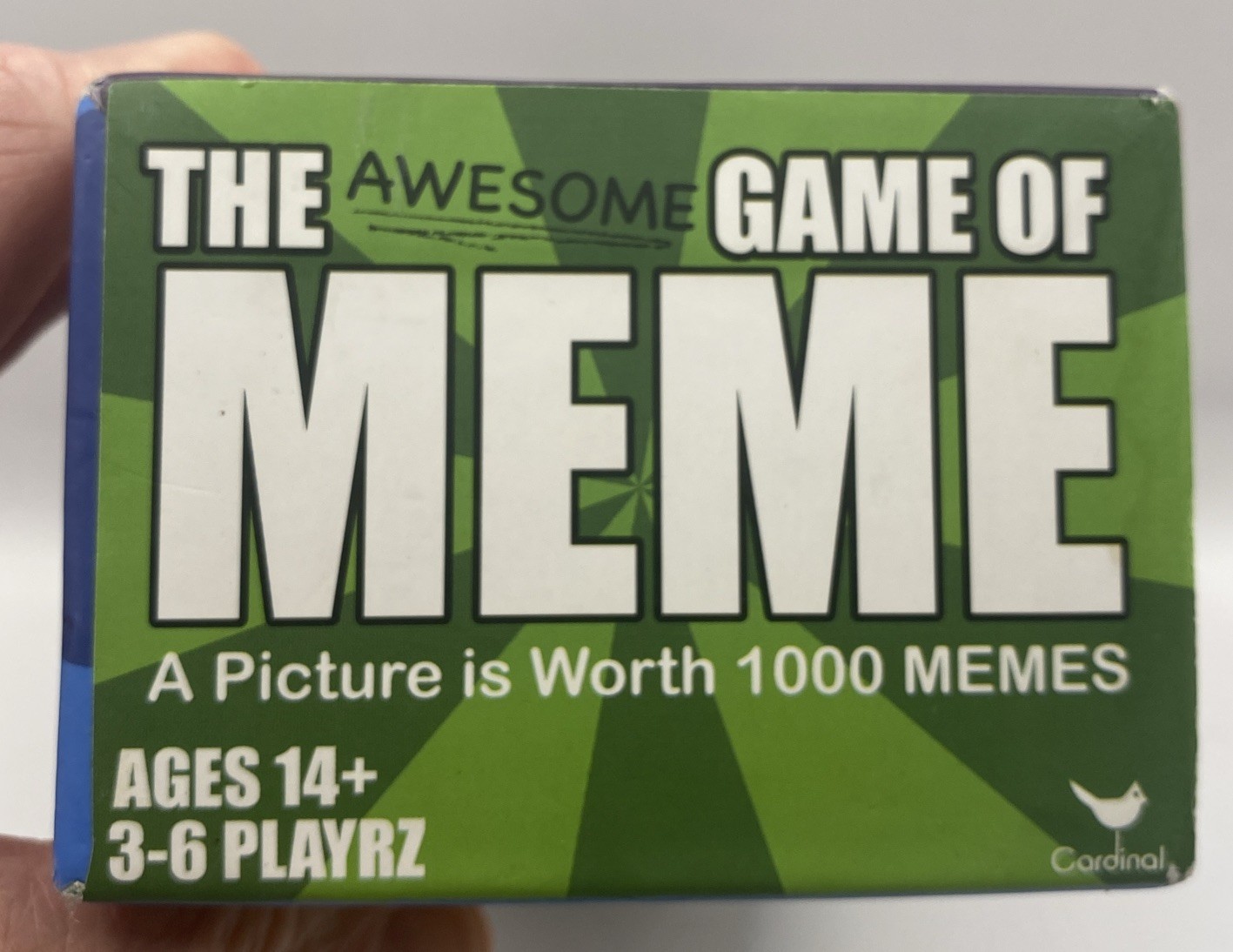 The Awesome Game of Meme Word Cards Game Box Ages 14+ 3-6 Players Cardinal BNIP