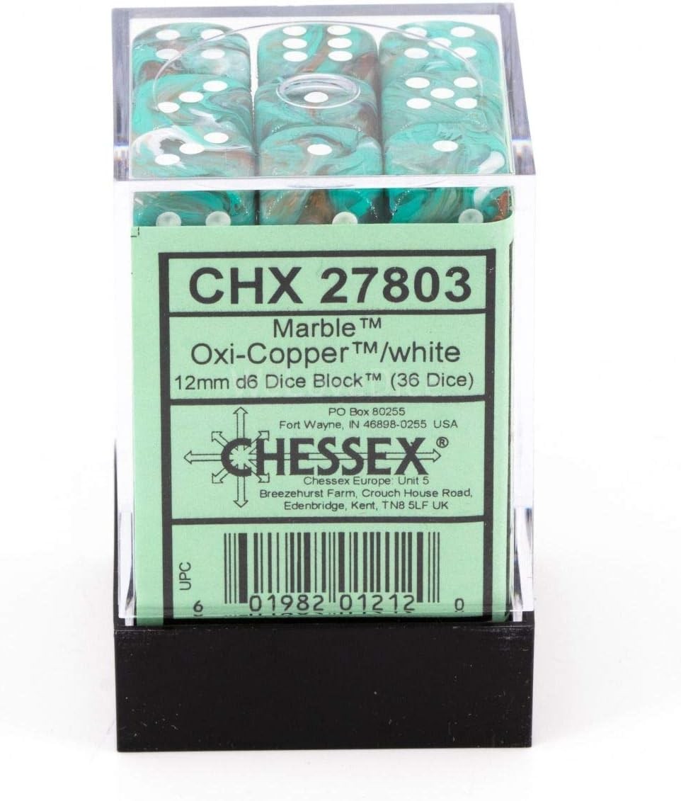 Chessex Marble Oxi-CopperD6 12mm Dice Set