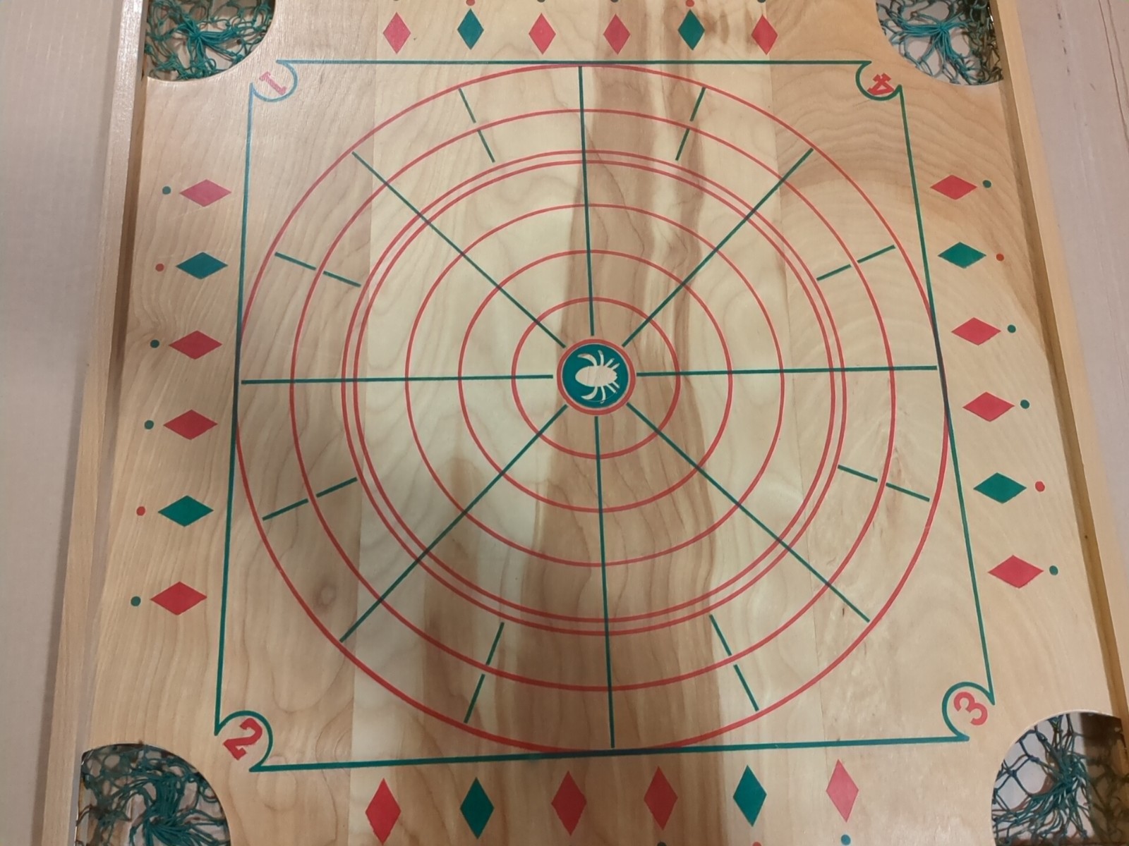 1950 No 50 Carrom Board from Carrom Industries w partial Set of Checkers & Rings