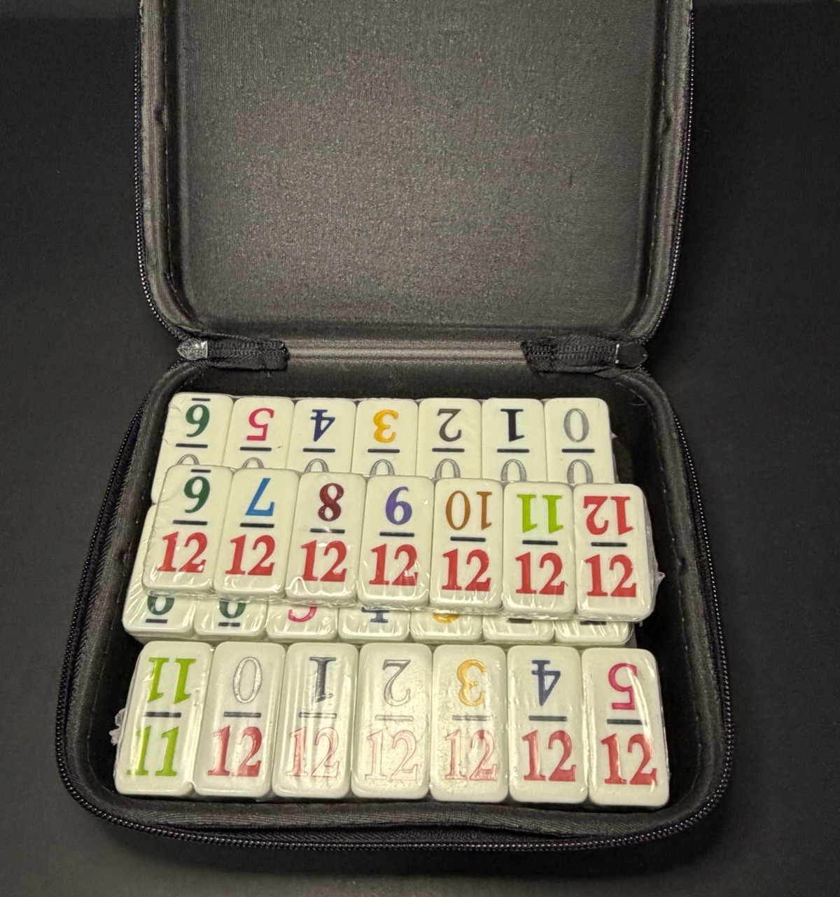 Mexican Train Dominoes Double 12 Number to Go Travel Size Zip Up Case-NO TRAINS