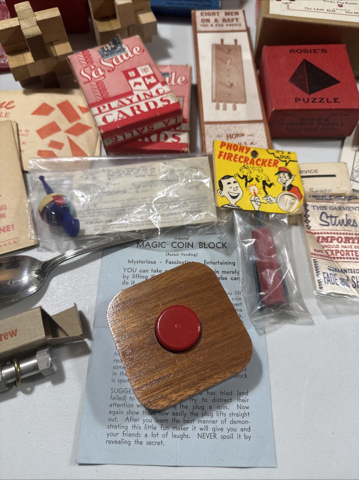 Vintage Pre-1950s Gags Pranks Puzzles Games Lot Of 45 Pieces