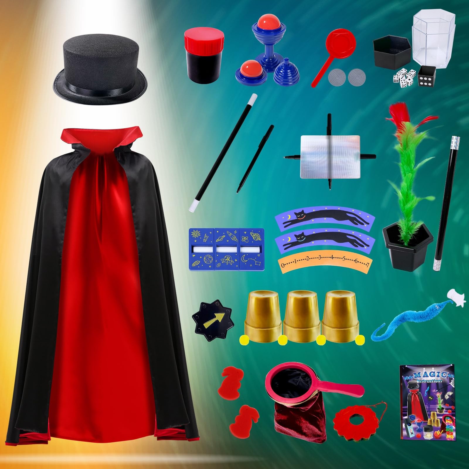 Magic Kit Kids Magician Costume Pretend Play Instructions Tricks PATIFEED Ages