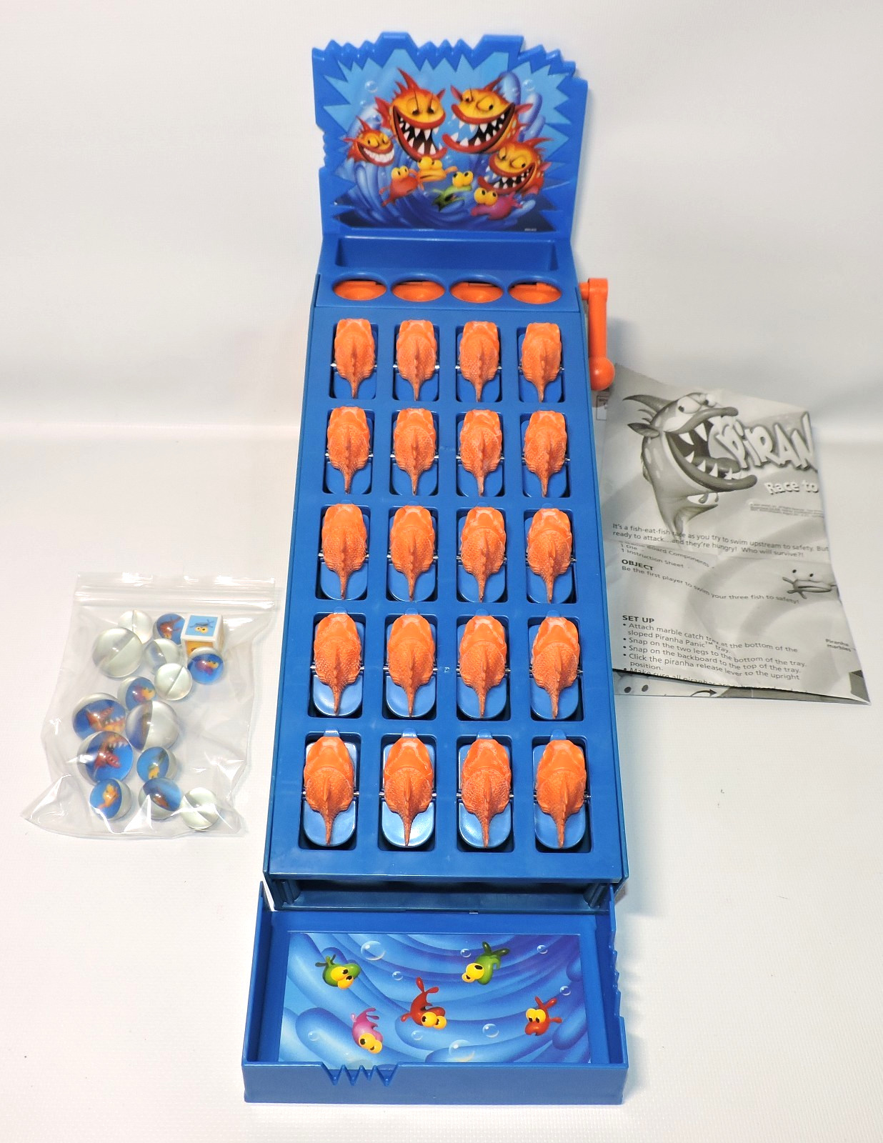 Piranha Panic Board Game, Near Complete, Missing 2 Regular Size Fish Marbles