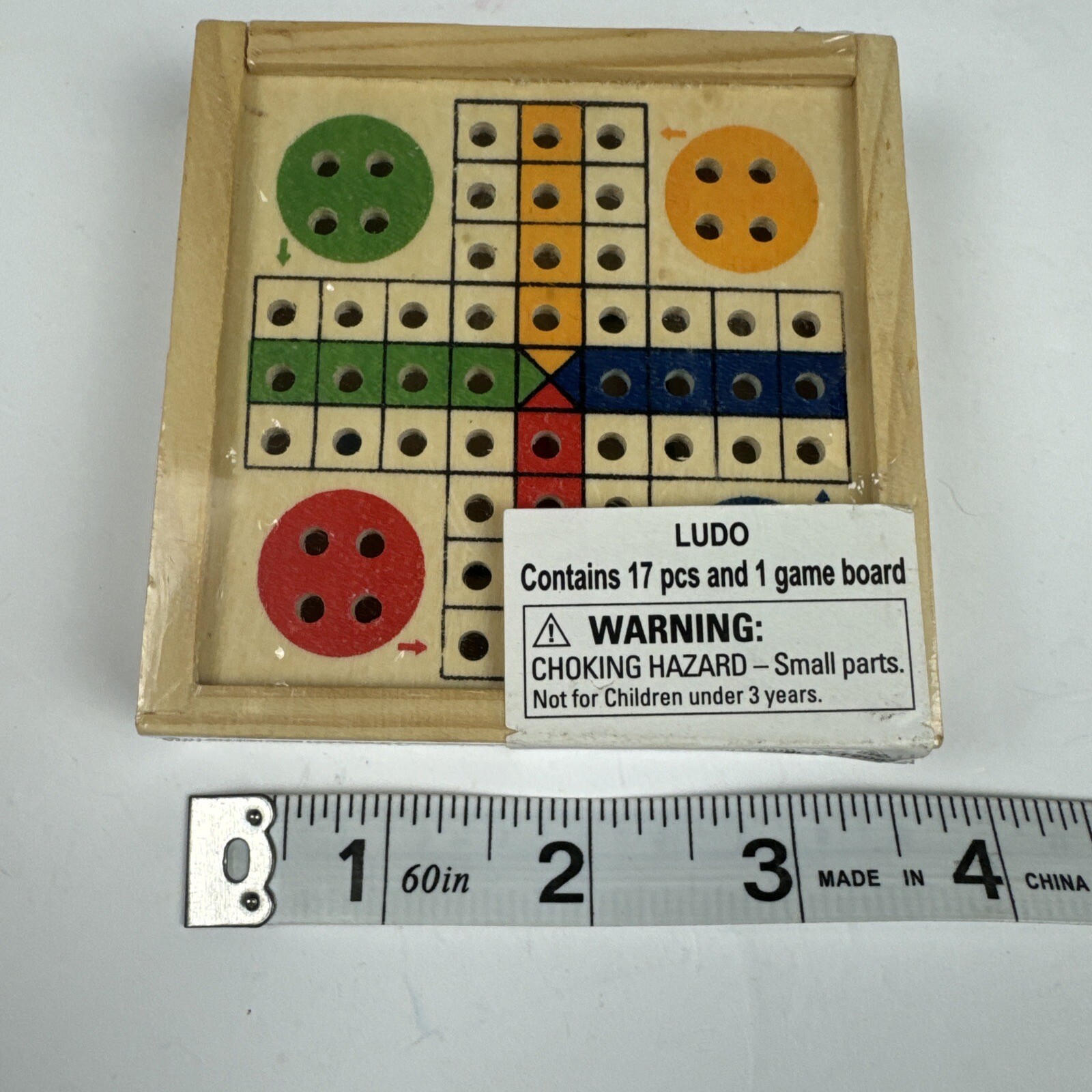 Pocket Travel Wooden Ludo Game 3” X 3” Perfect For Road Trips Or Flights Fun!