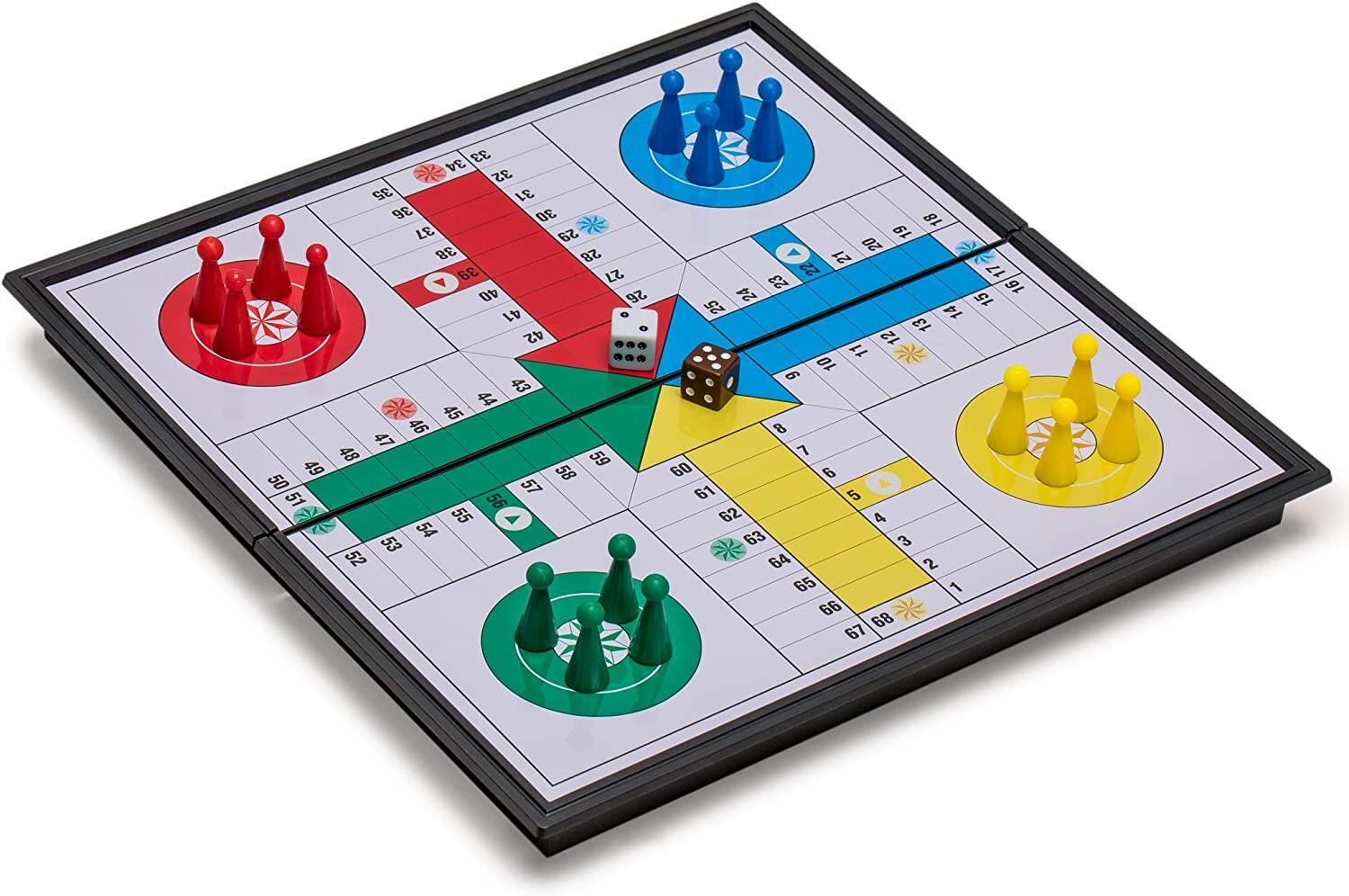 Yellow Mountain Imports Ludo Magnetic Folding Pocket-Size Travel Board Game Set