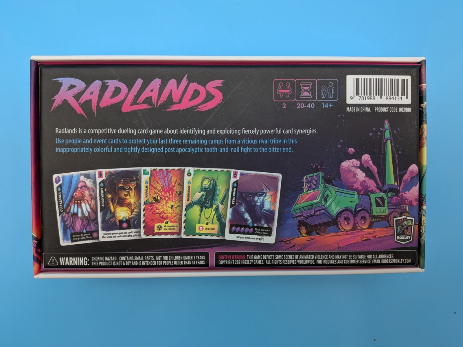 Roxley Games Radlands 2 Player Card Game Open Box