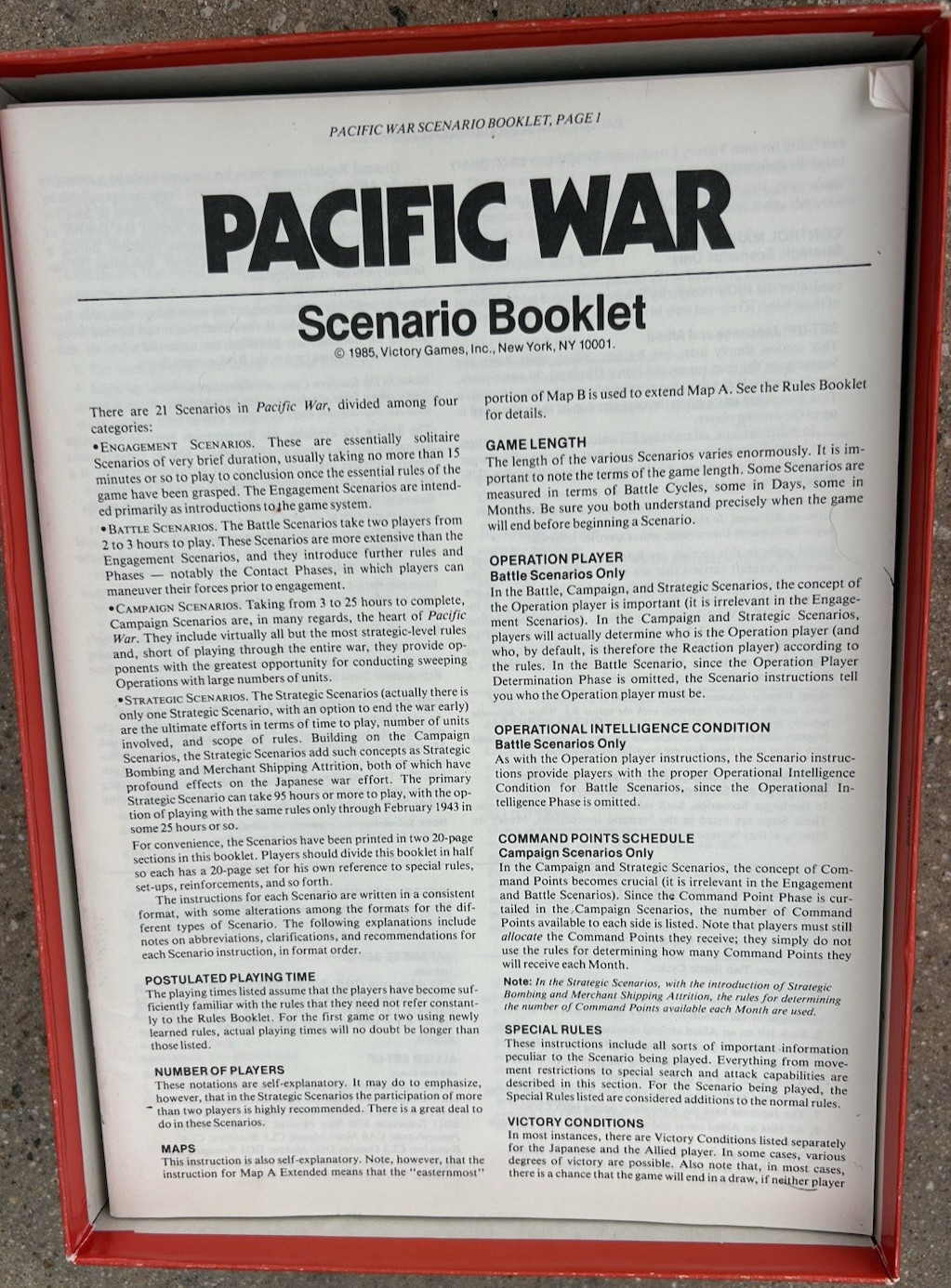 Pacific War Struggle Against Japan 1941-1945 Board Game New Open Box WW11