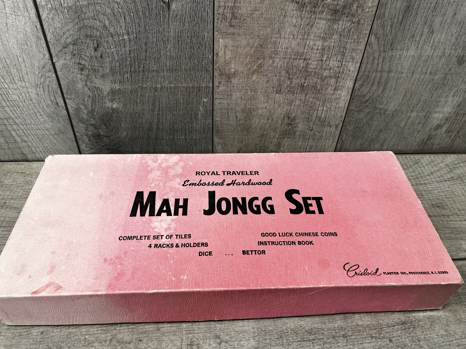 Crisloid ROYAL TRAVELER EMBOSSED HARDWOOD MAH JONGG Set Model #470 162 TILES