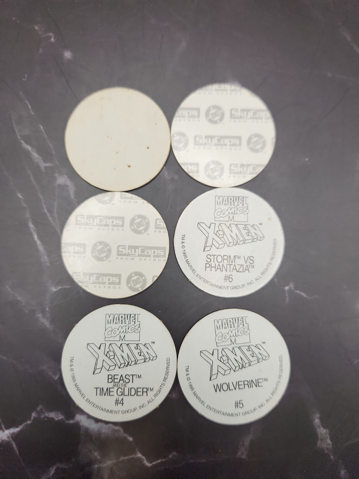 Marvel DC Comics X-Men Superman Batman 6 POGS 1993-95 Wolverine Storm Milk Caps