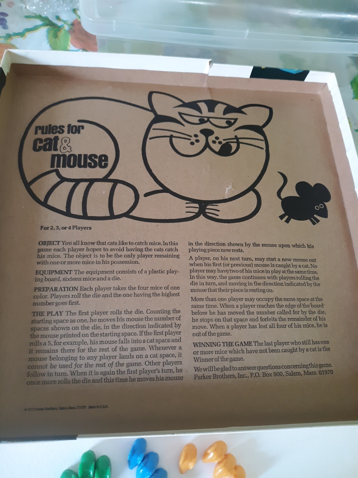 Parker Brothers Game Of Cat and mouse 1964/1971 Board Game Complete