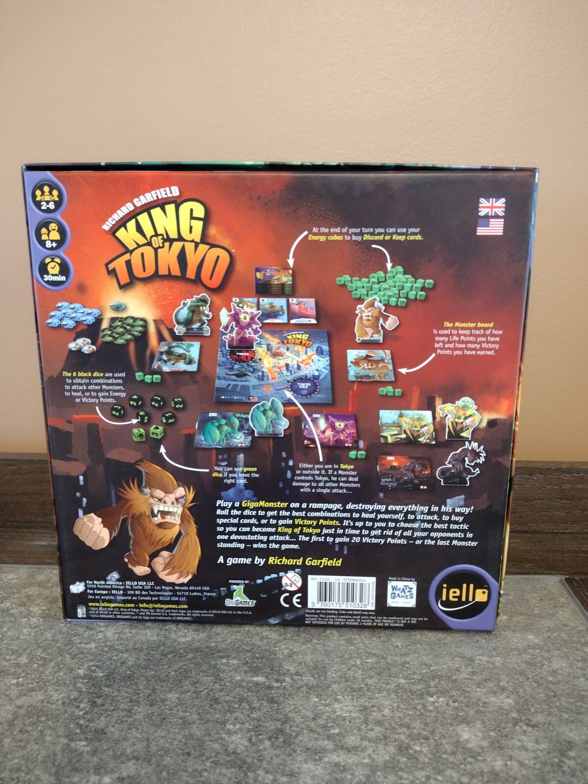 King of Tokyo Board Game Richard Garfield Complete Open Box