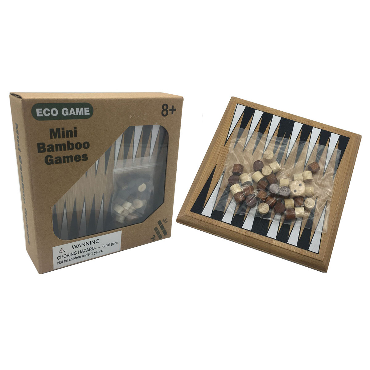 Zummy Bamboo Natural Wooden Backgammon Game Puzzle – Travel Size