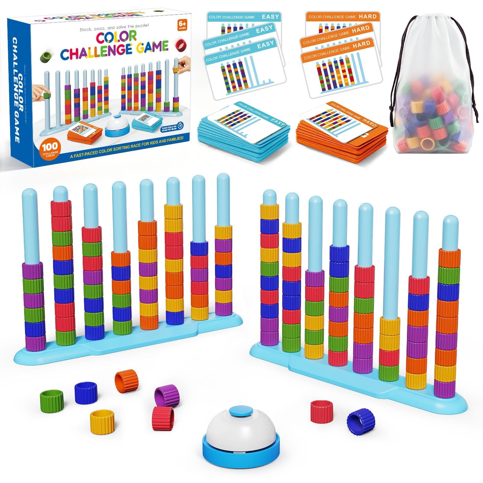 2 Pack Color Matching Game – Fun Puzzle for Kids & Adults, Family Game Night, 10