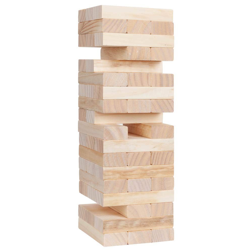 WE Games Wood Block Stacking Party Game That Tumbles Down When You Play, 14 in.