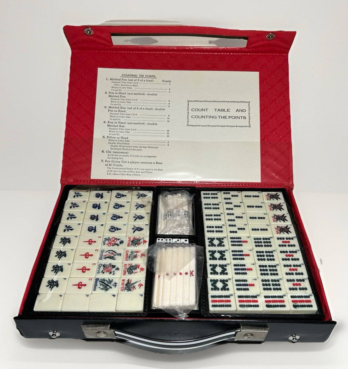 Vintage Japanese Phenolic & Bamboo Mah Jong Set & Case 144 Tiles