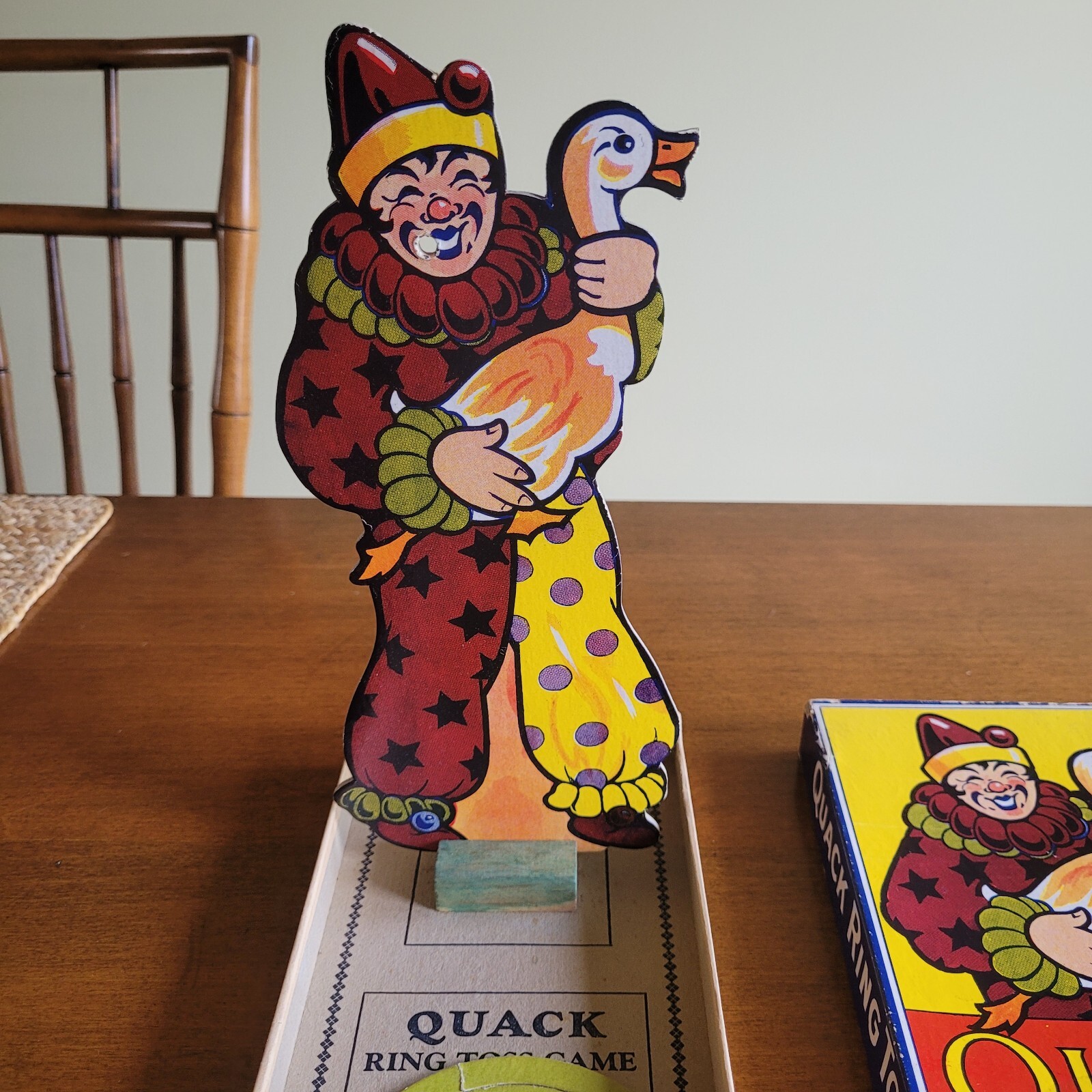 Vintage Quack Ring Toss Toy Game w/ Clown & Pipe Complete Rosebud Art Co 1940’s