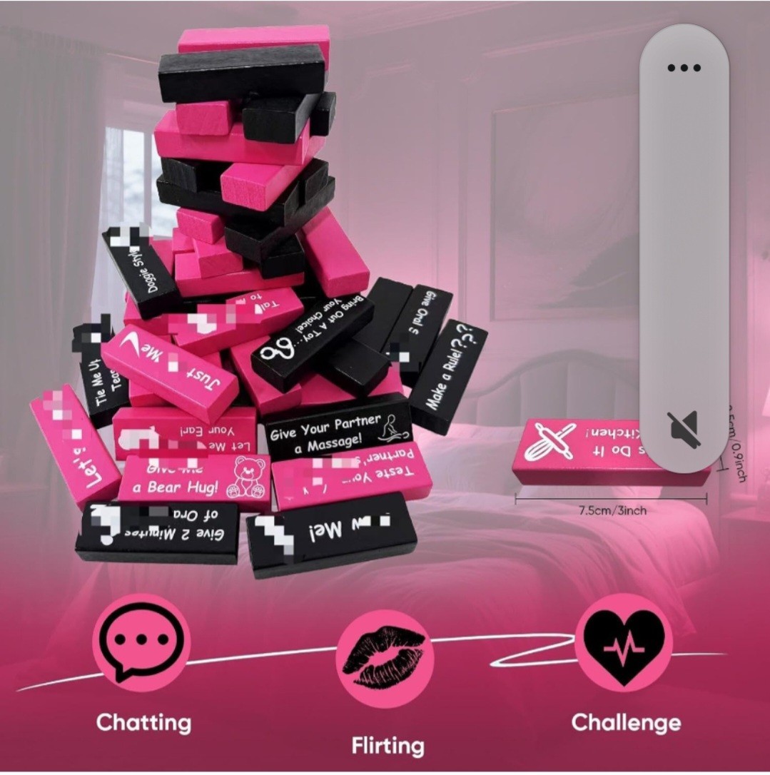 Lust Tower Game 48Pcs Super Naughty Block Tower Game for Couples with 4 Sex Dice
