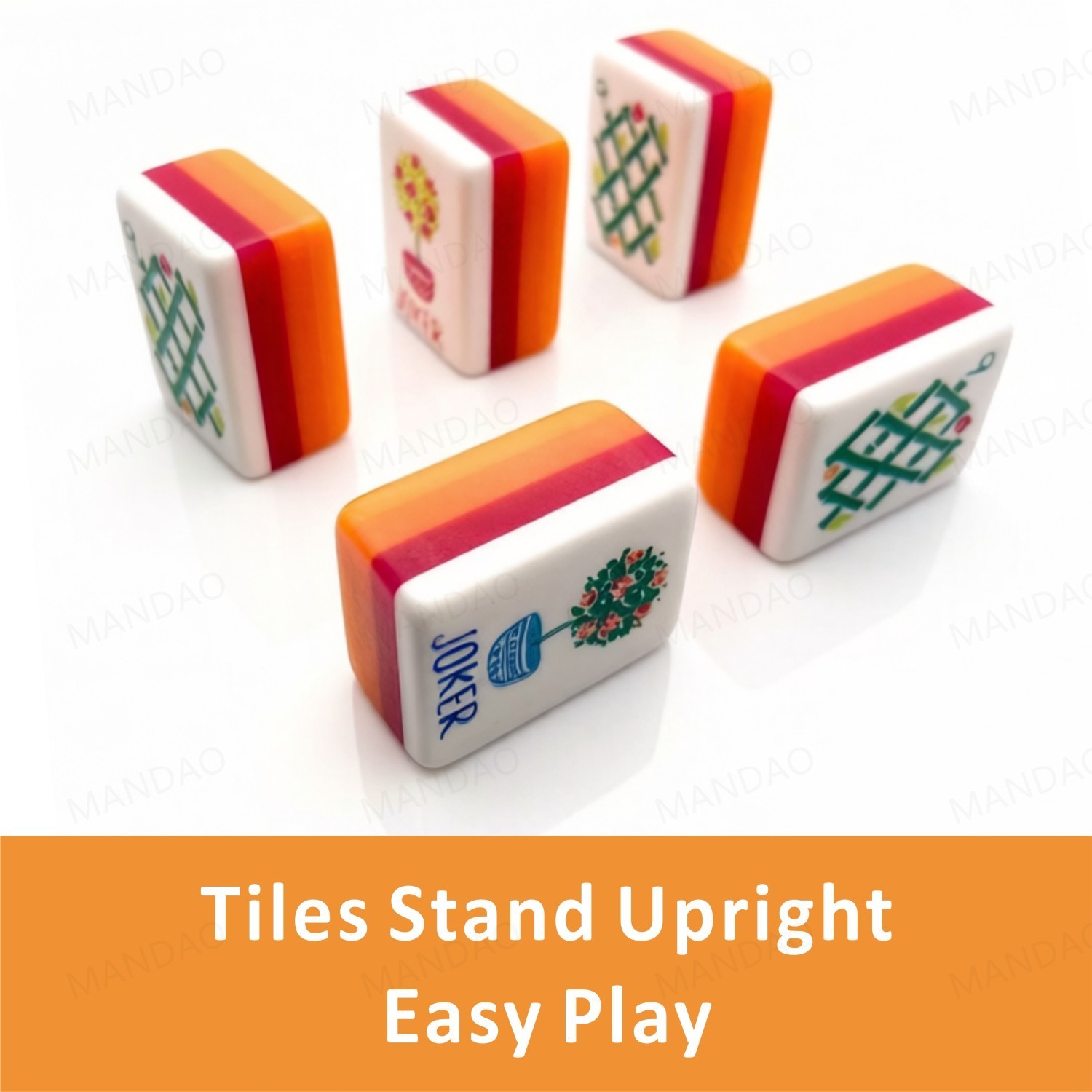NEW! Vibrant Layered Mahjong Tiles – American Set 160 Tiles – Orange