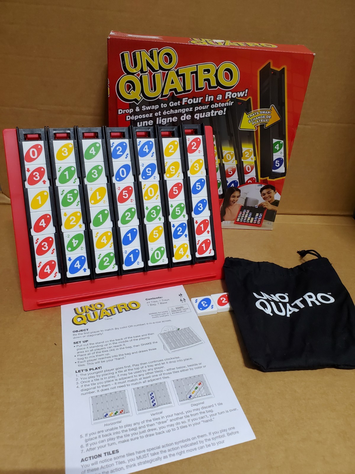 Uno Quatro Mattel Games 2022 Fully Complete 44/44 Tiles, Bag, Board & Rule Sheet