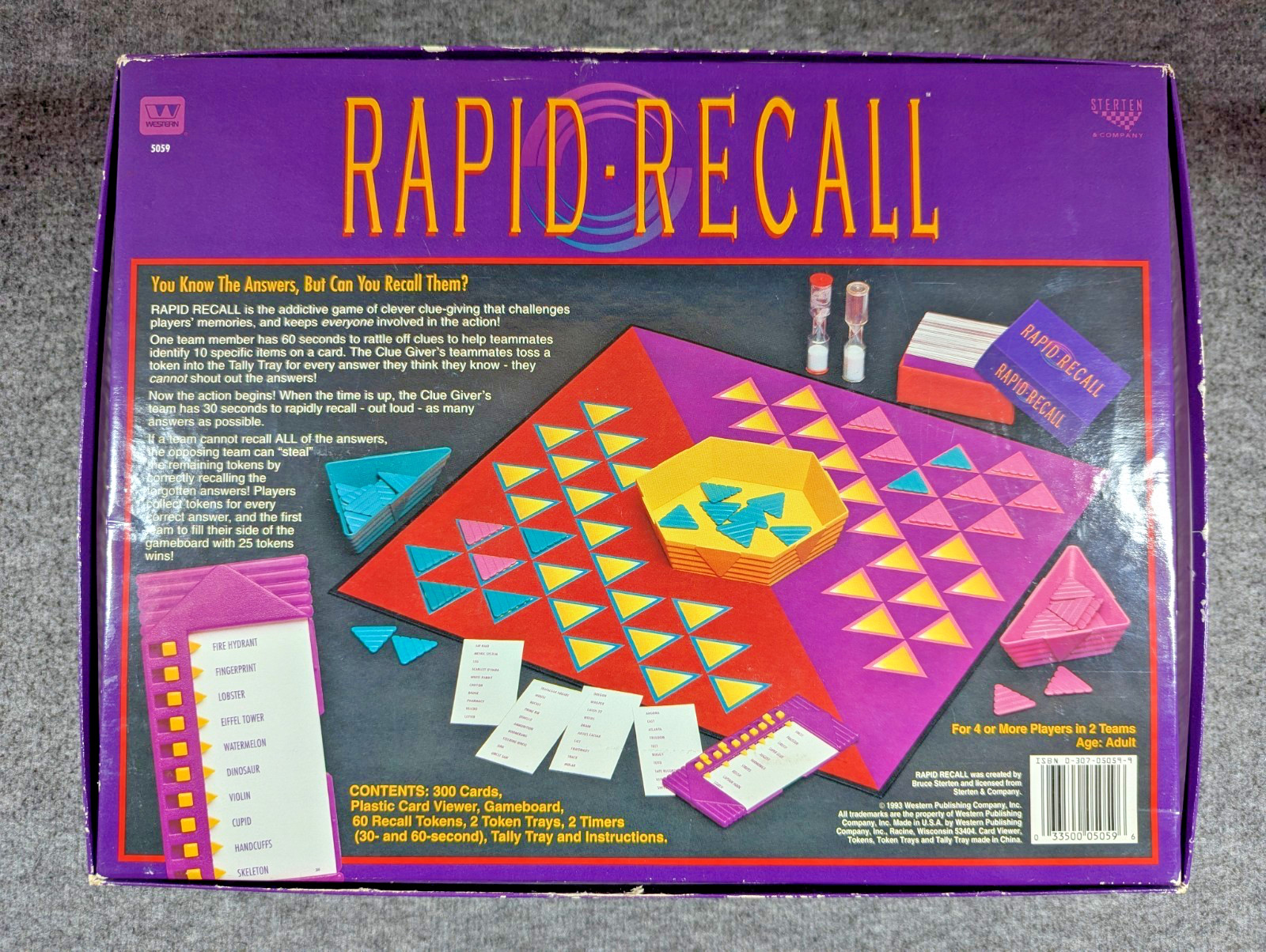 Vintage Rapid Recall Board Game (1993) Fast Fun Memory 100% Complete