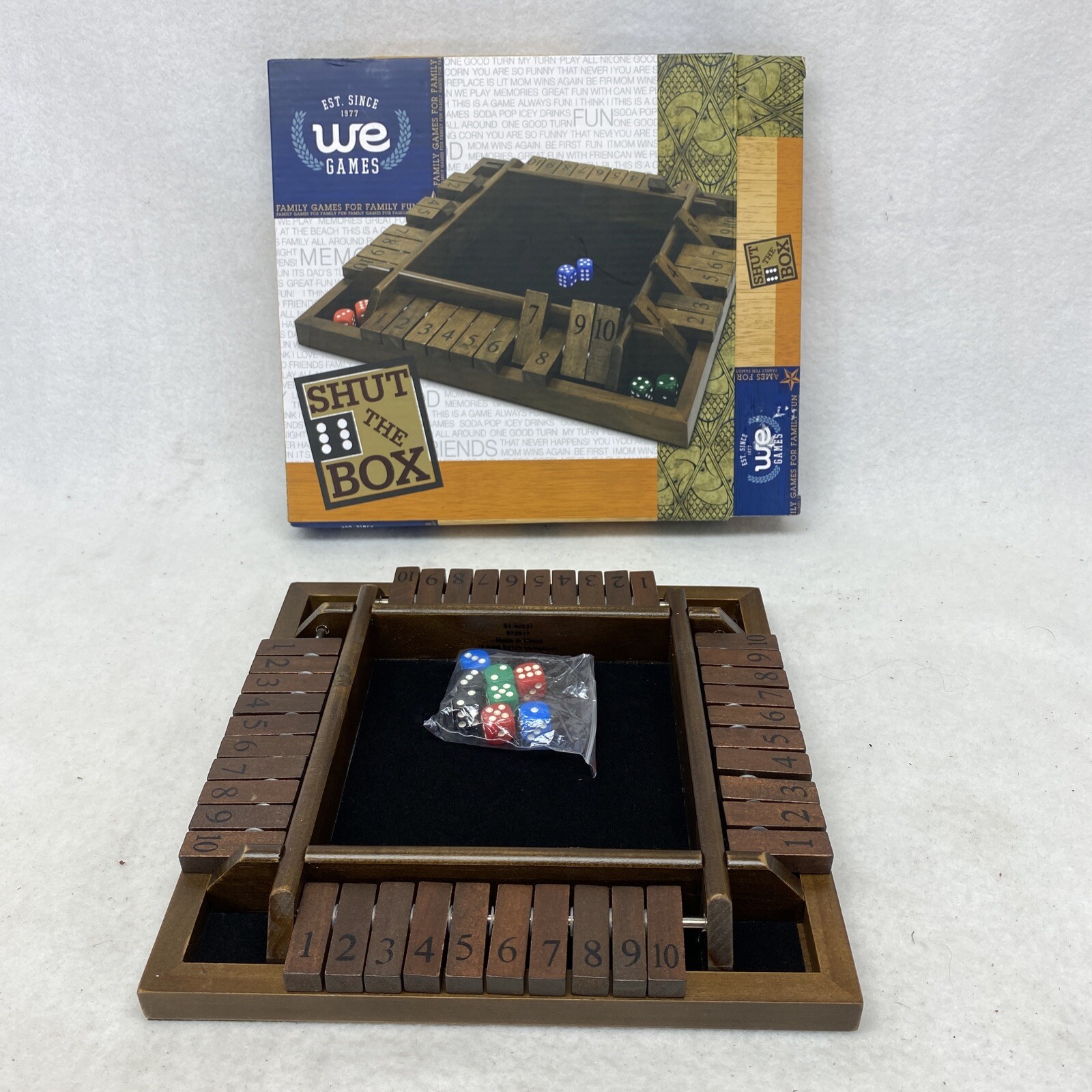 WE Games 4 Player Shut The Box(TM) Dice Game with Lid, Natural Wood, Large A
