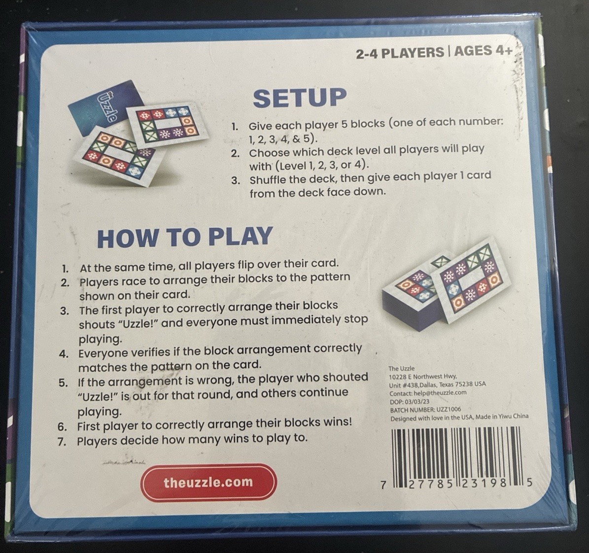 The Uzzle Board Game, Family Block Puzzle for Children & Adults NEW Sealed