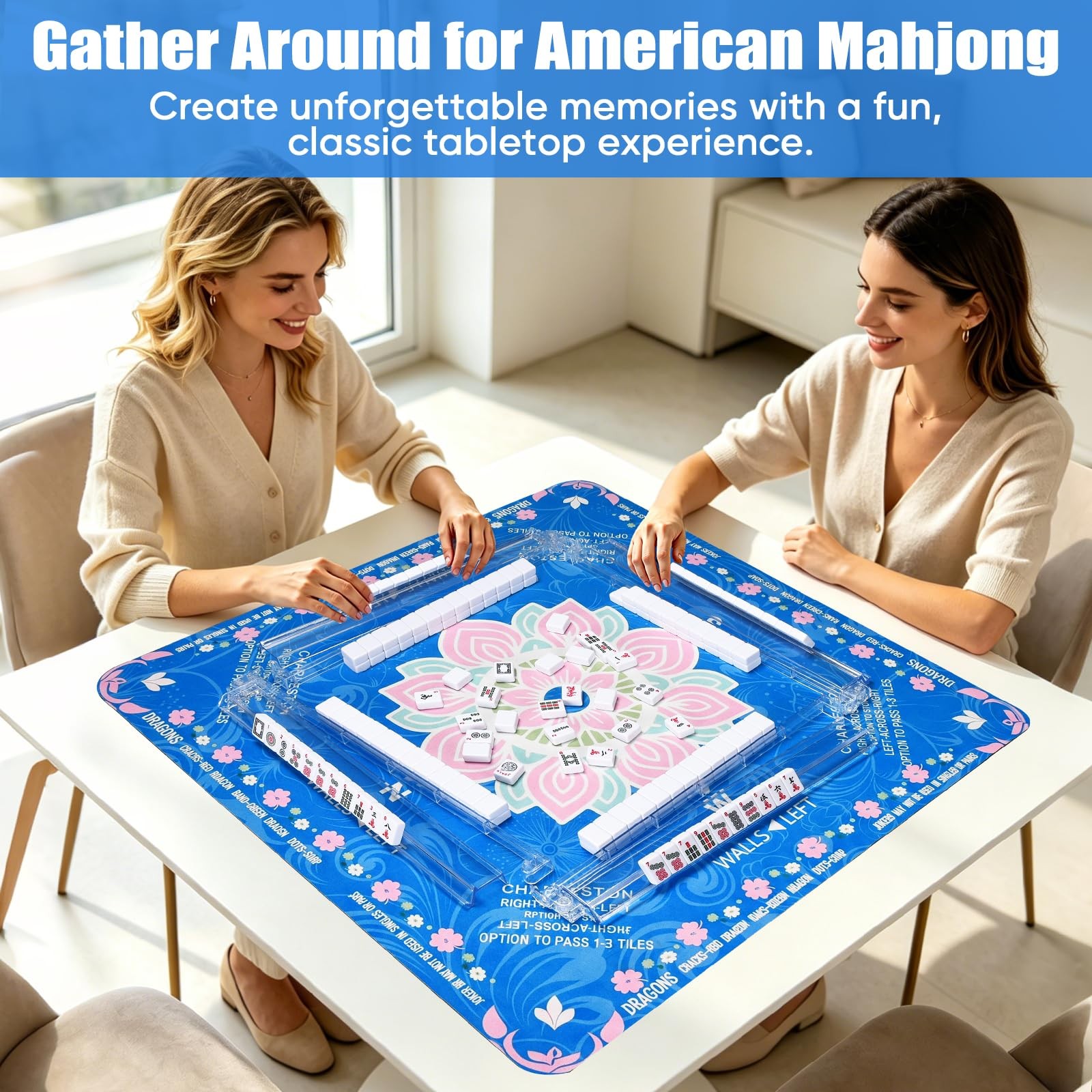 ADAH American Mahjong Set with 166 Tiles, 4 All-in-One Rack/Pushers, Premiu