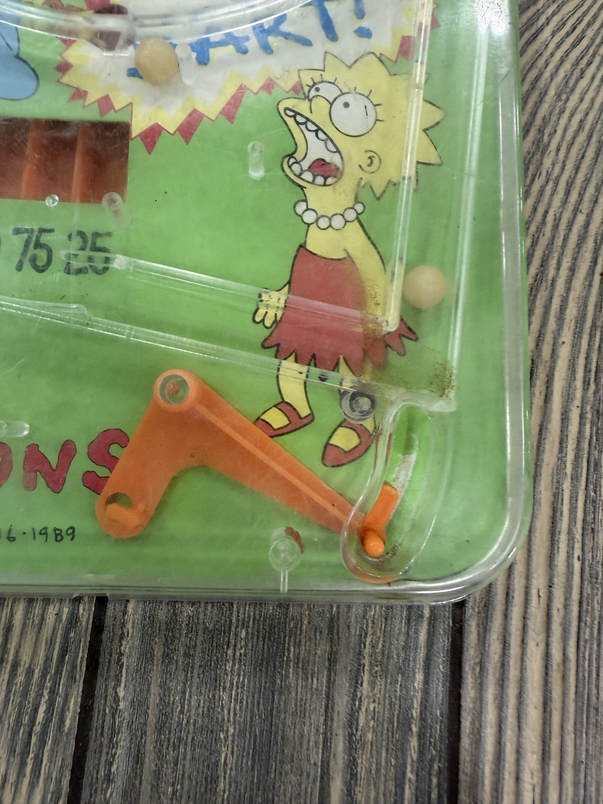 THE SIMPSONS 1989 VINTAGE PULL N SHOOT PINBALL GAME TOY Bart Lisa