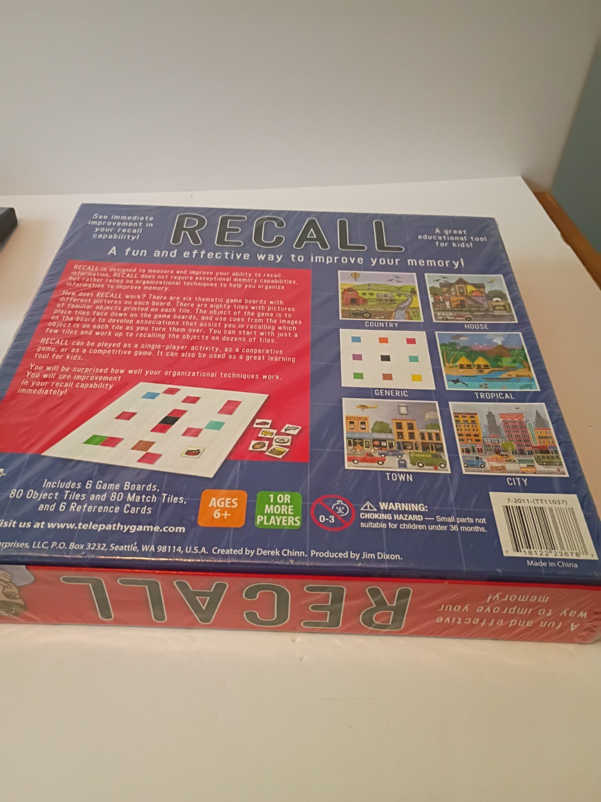 Recall Board Game Memory Improvement Tile Educational Kids, Classroom Seniors
