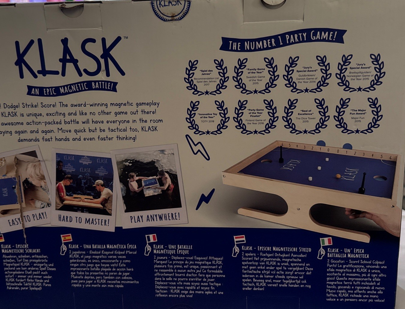 KLASK Board Game An Epic Magnetic Battle 2-player Kids Adults Denmark Complete