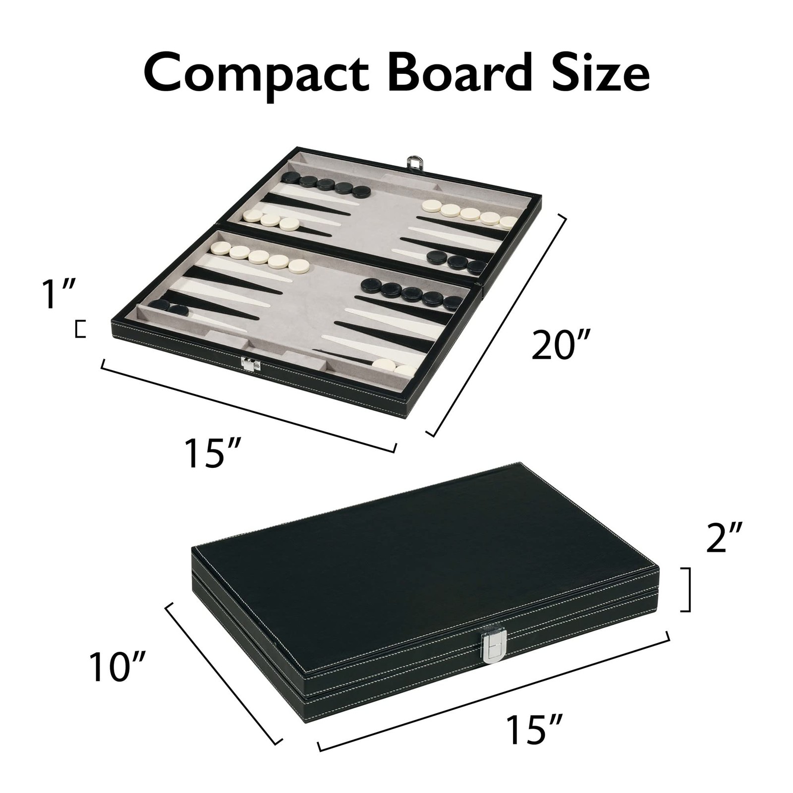 Mainstreet Classics 15 Inch Backgammon Set Travel Leatherette Case with Dice Kit