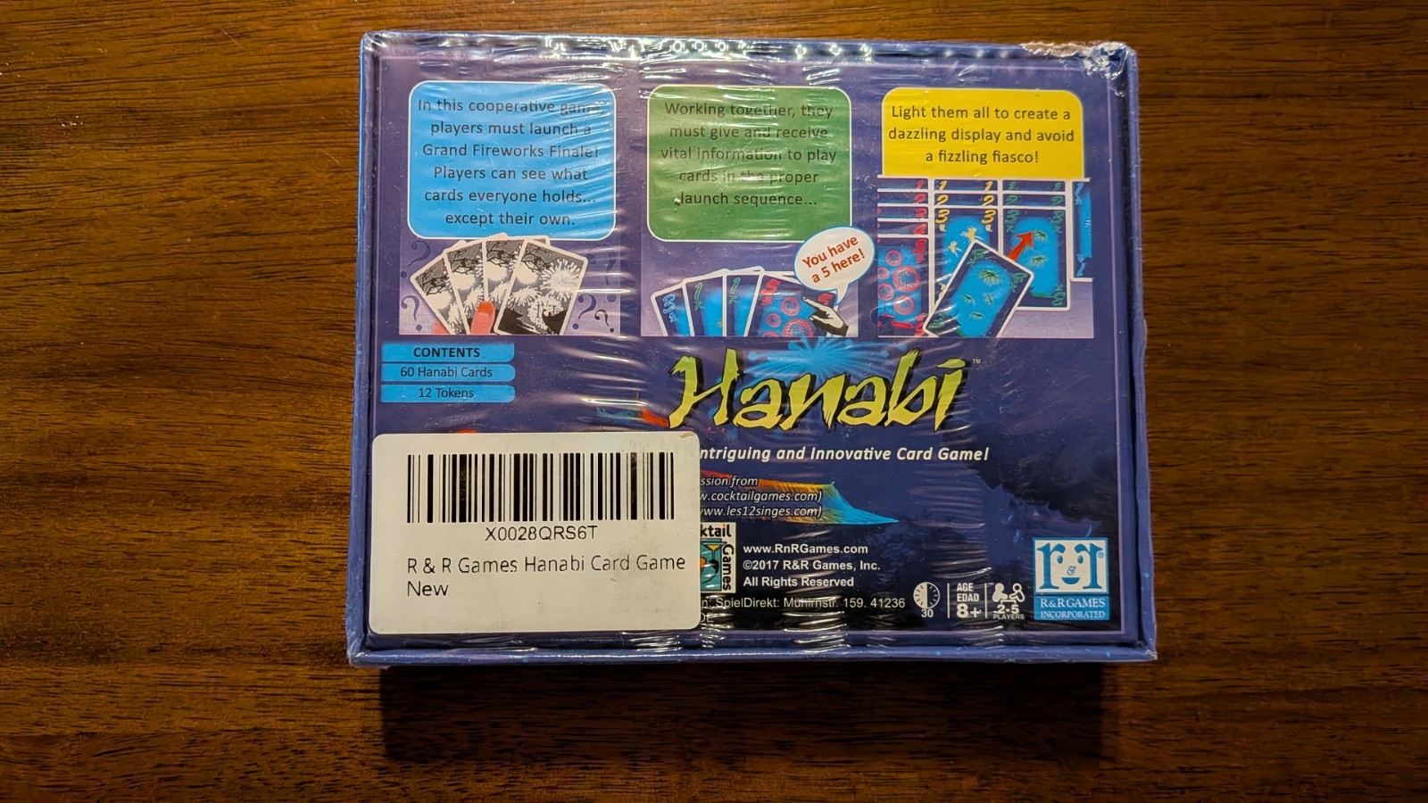 Hanabi Fireworks Card Game Antoine Bauza R&R Games 2017 New Sealed 2-5 Players