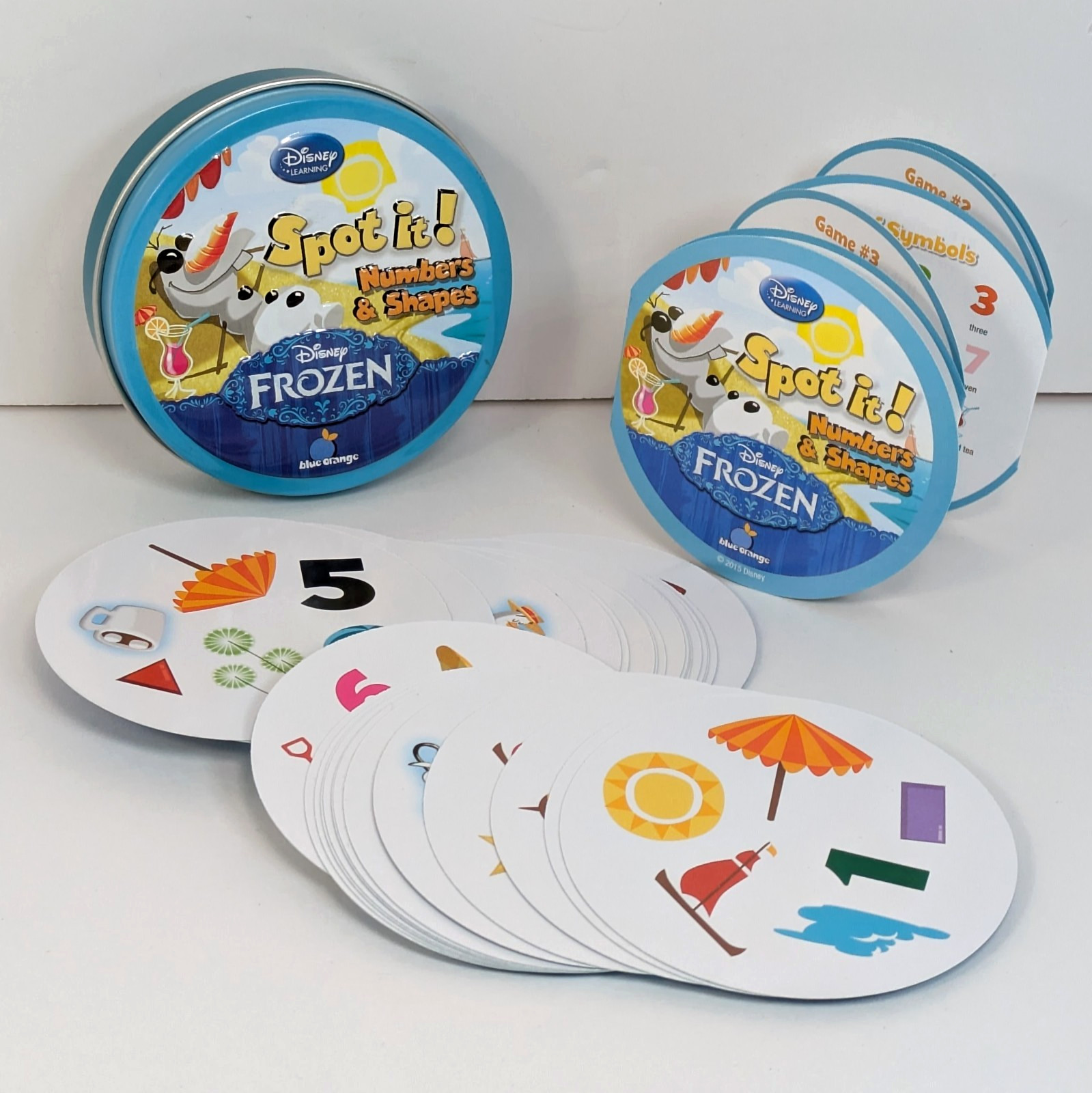 Disney Frozen Spot It Numbers and Shapes Game Tin 2015 Blue Orange Complete