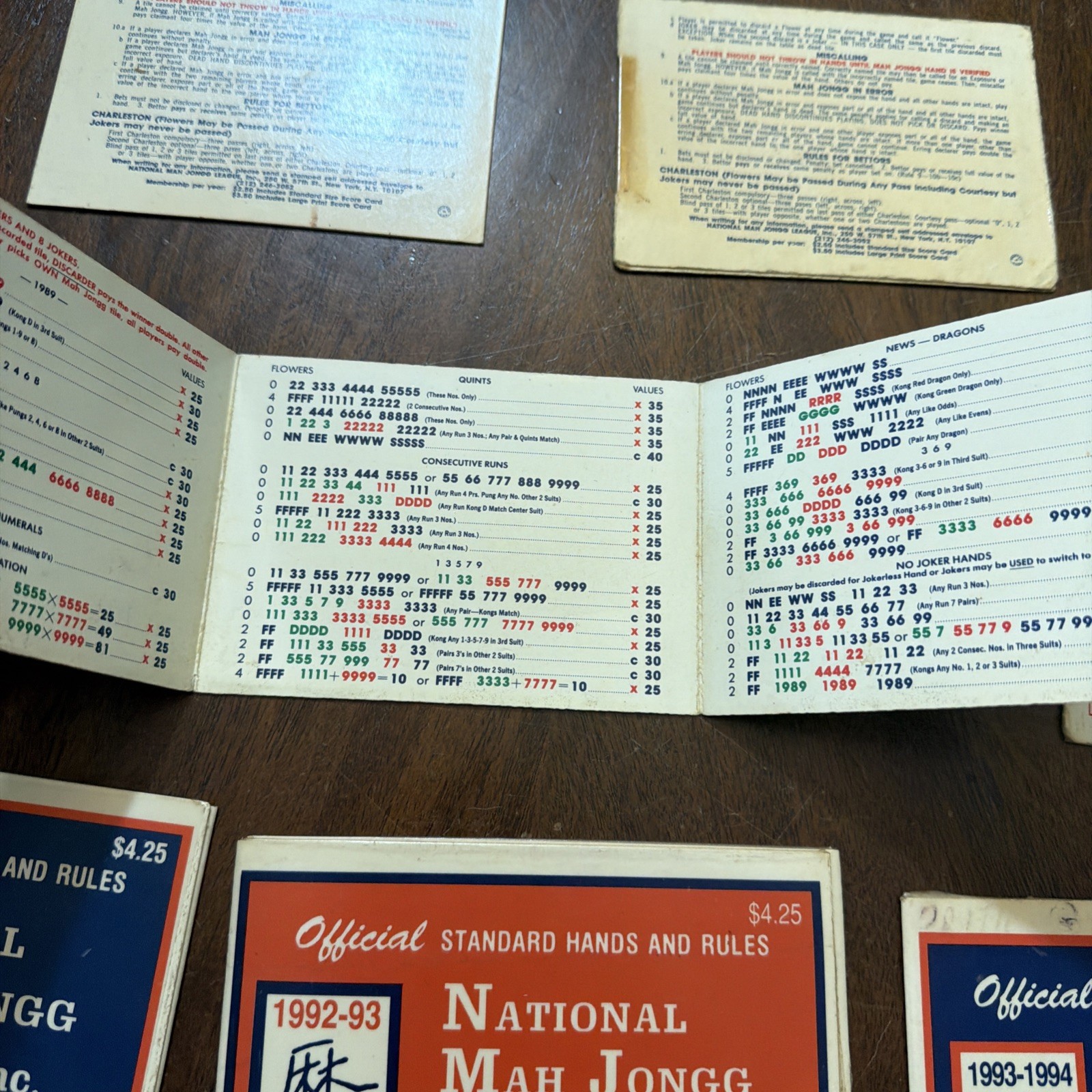 Nationa Mah Jongg League Card 1986-1994