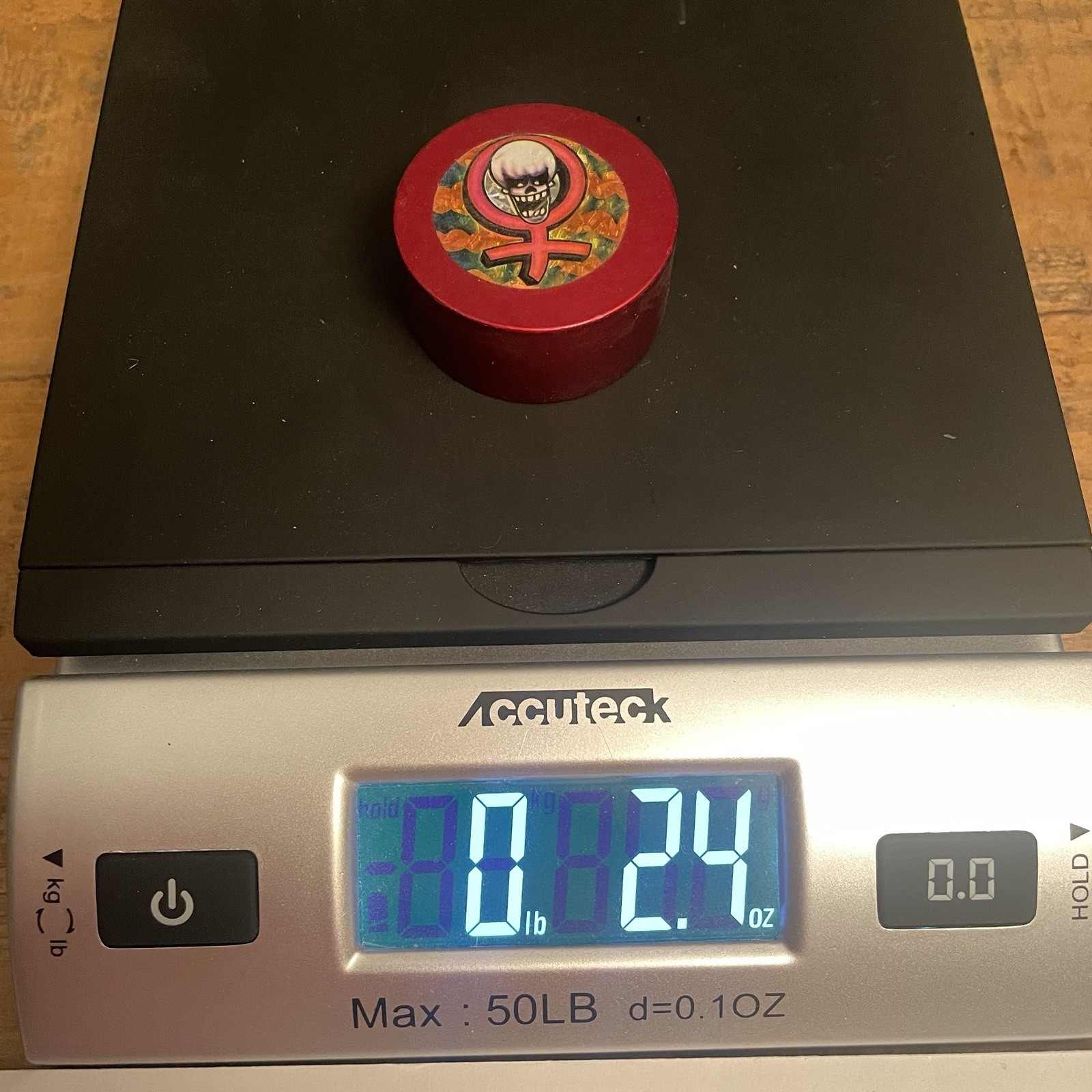 Vintage Pogs Metal Slammer 1990s – RED FEMALE SKULL – VERY THICK 0.75” 2.4 Oz