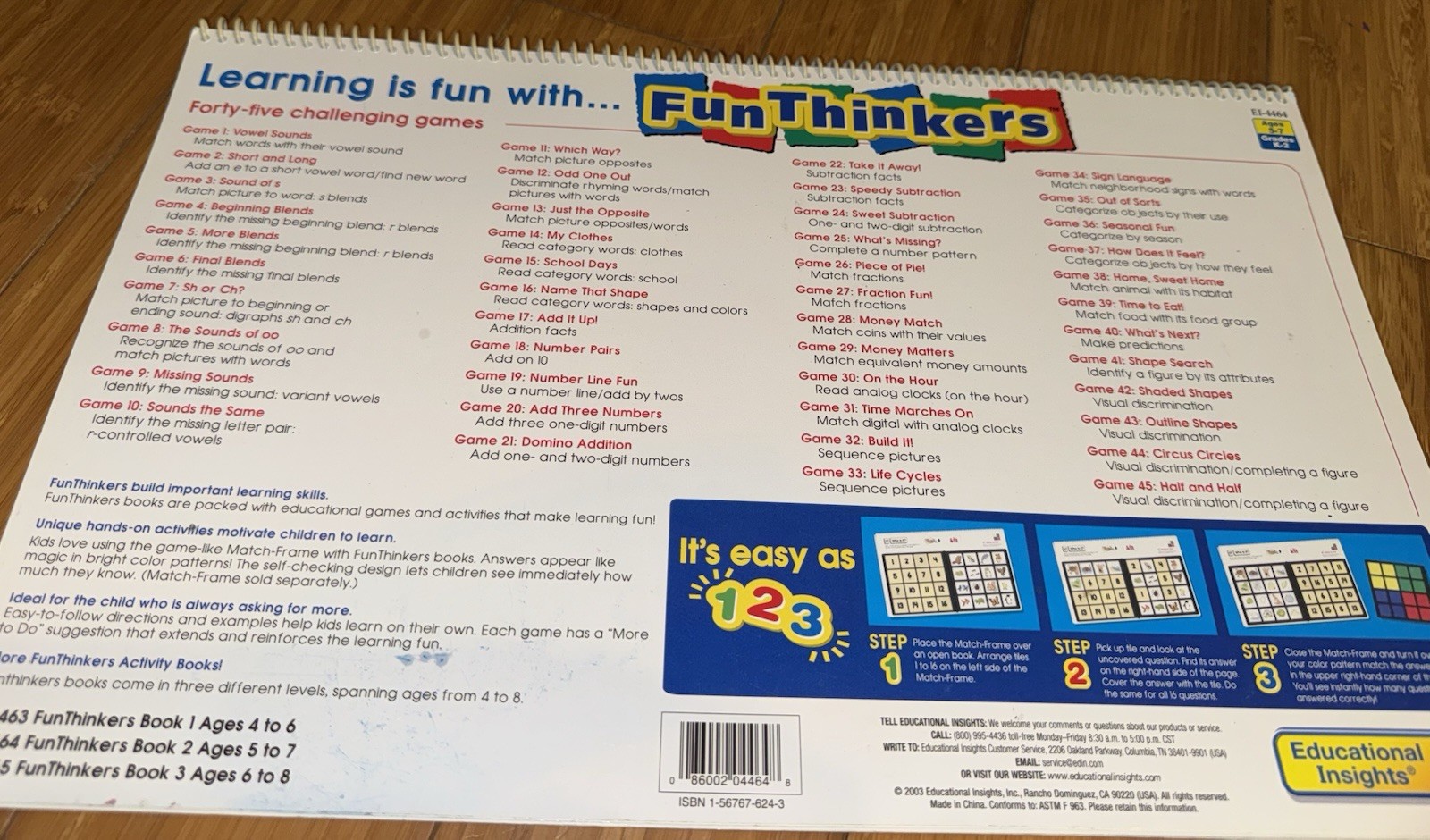 Educational Insights FunThinkers Book 2 Ages 5-7 EI-4464. EUC