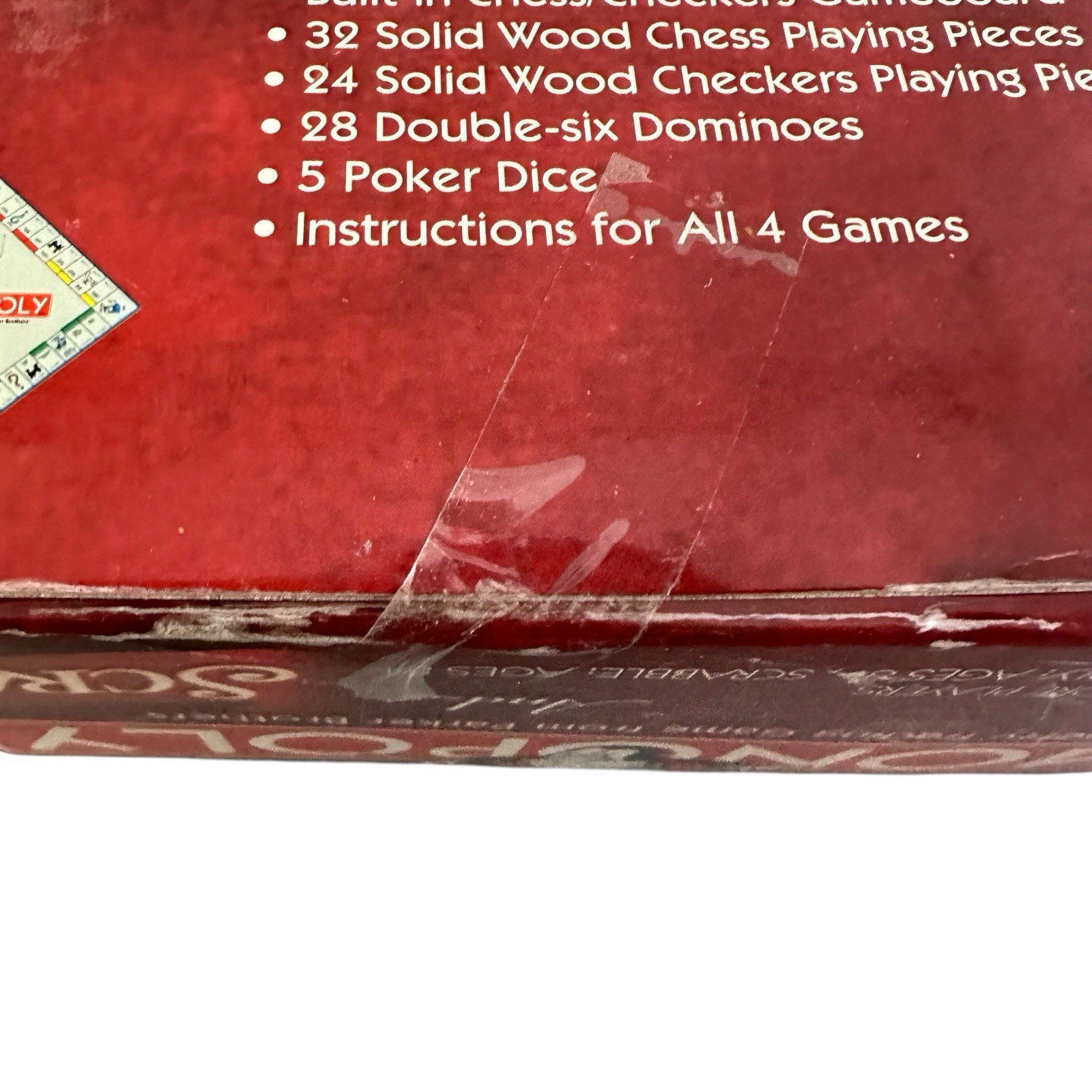 Monopoly Scrabble and 4 Classic Games Solid Wood Cabinet 2007 Parker Brothers