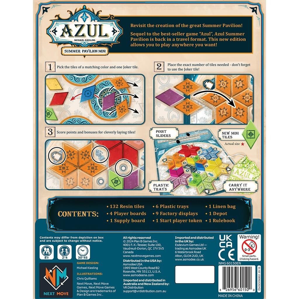 AZUL SUMMER PAVILION MINI Board Game – NEW FACTORY SEALED – Trip Travel Friendly